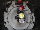 The front view of boiler in the Union Pacific X-844, one of the last coal fired trains, Cheyenne, Wyoming, 2011