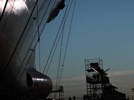 The Bow of the USS McLean with suspension lines attached, NASSCO Shipyards, National City, California, 2011