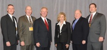 Rep. Carolyn Maloney (D-14th NY) with IP Newton Jones, third from left, and Local 5 delegates (l. to r.) Kevin O’Brien, Tom Klein, Tom Cook, and Thomas Ryan.