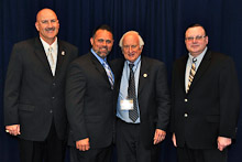Sen. Sander Levin (D-MI), second from right, with L-169’s Bob Hutsell, Mark Wertz, and Jim Kaffenberger.