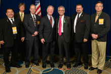 Rep. Alan Lowenthal (D-CA-47th), fifth from left, with IP Newton Jones, fourth from left; IVP J. Tom Baca, second from right; and l. to r., Bobby Godinez Sr., IR-ISO; Dave Hoogendoorn, L-549; Mark Sloan, L-549; and Jay Rojo, L-92.