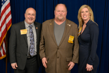 Rep. Mark Pocan (D-WI-2nd), left, with L-107’s Mozzy Maciejewski and Director of Political Affairs Bridget Martin.