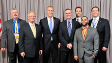 REP. SEAN MALONEY (D-NY-18th), third from left, with l. to r., Steve Ludwigson, L-5;  IP Newton Jones; and L-5 delegates Kevin O’Brien, Brian Lonergan, Mo Fernandez, and Tom Ryan.