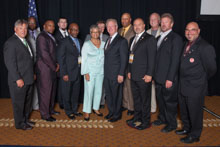 Rep. Bonnie Watson Coleman (D-NJ 12th) with IP Newton Jones, sixth from right, IVP Dave Haggerty, far left; and delegates from New Jersey and Pennsylvania.