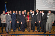 REP. BRENDA LAWRENCE (D-MI 14th), ninth from left, with IP Newton Jones, seventh from left; IST Bill Creeden, fifth from right; IVP Larry McManamon, fourth from right; SAIP-CSO/D-NCA Tony Jacobs, sixth from left; and members of the Michigan delegation.