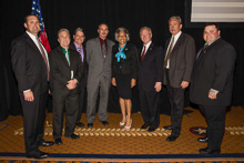 REP. JOYCE BEATTY (D-OH 3rd) with IP Newton Jones, sixth from left, IVP Larry McManamon, seventh from left, IR-CSO Pat Stefancin, second from left, and the Ohio delegation.