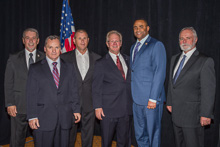 REP. MARC VEASEY (D-TX-33rd), second from right, with IP Newton Jones and l. to r., Mark Thompson, L-132; IVP Warren Fairley; AIP/IR-CSO Clay Herford; and IST Bill Creeden.