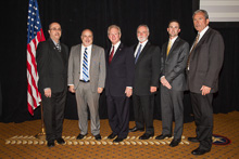 REP. MARK POCAN (D-WI 2nd), second from left, with IP Newton Jones, third from left, and (l. to r.) IR-ISO Dwain Burnham, IST Bill Creeden, Matt Bales, L-107, and IVP Larry McManamon.