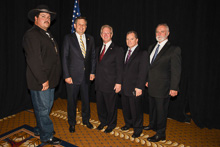 SEN. STEVE DAINES (R-MT), second from left, with IP Newton Jones, center, and (l. to r.) Jason Small, L-11; IVP Warren Fairley; and IST Bill Creeden.