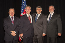 AFL-CIO PRESIDENT Richard Trumka, third from left, with (l. to r.) IVP Warren Fairley, IP Newton Jones and IST Bill Creeden.