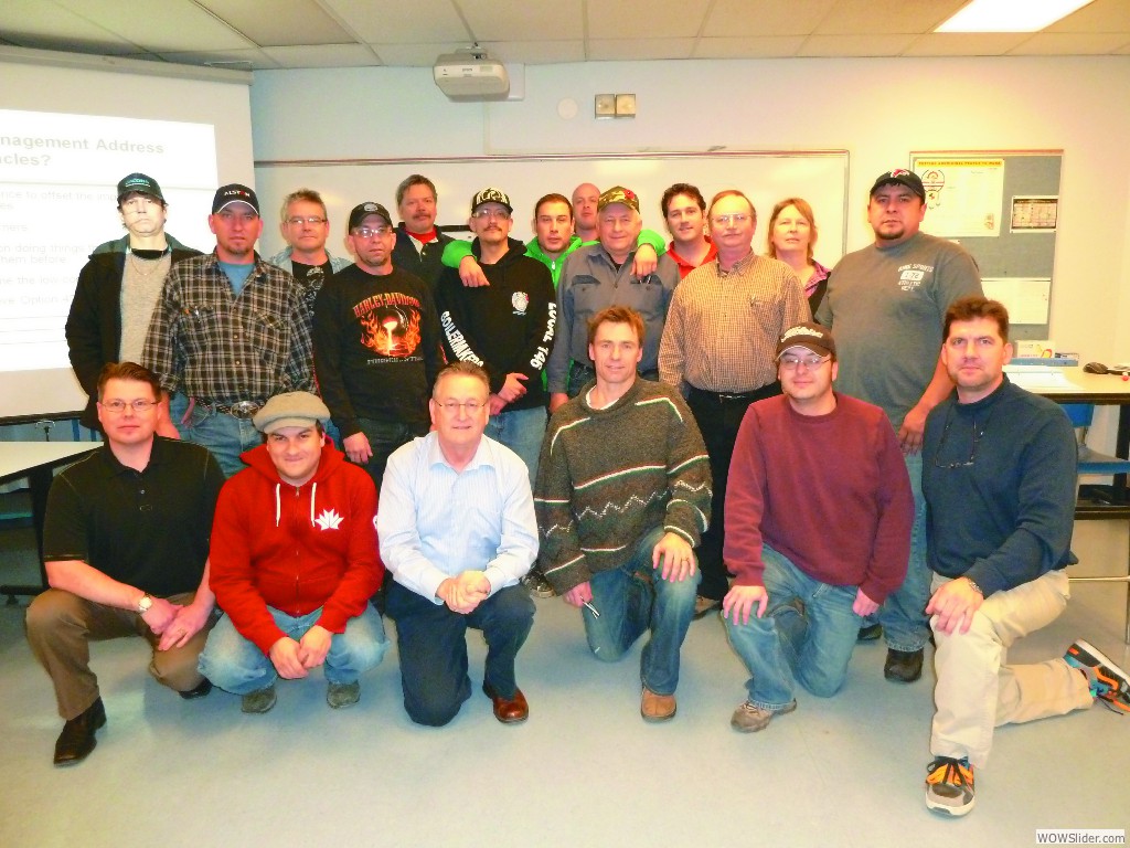 L-146, Edmonton, Alberta, Dec. 7-8, 2011
L. to r., front row, Jonathan White, Craig Martin, Grant Jacobs, Al Smale, Rene Olsen, Clive Picken; second row, Nolan Horn, Dale Duchesne, Troy Mulawka, Meczyslan (Mike) Bona, Vincent J. Krivsky, Roland Jackson; back row, Rob Melnychuk, Ron Berglund, Tom Brink, David Cubrilo, Marc McGee, Raymond J. LeFrense, Beth Chapeskie.