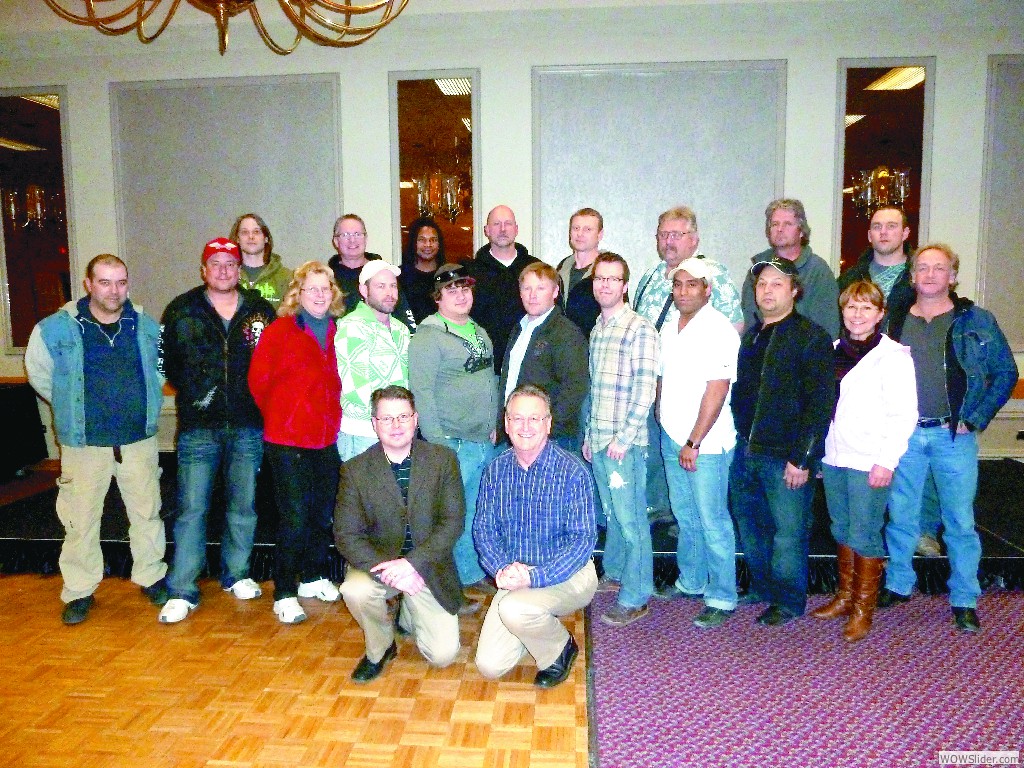L-146, Edmonton, Alberta, Feb. 14-15, 2012     	 			L. to r., kneeling, Jonathan White, Grant Jacobs; first row standing, Curtis Manning, Mike Van Velzen, Monette Brownlee, Steve Landry, Tyler Milligan, Ross Williamson, Shawn Benson, Ted Ryan, Perry Arntzen, Lynda Stadnyk, Dave Smith; back row, Terry Vanhill, Kevin Guenette, Simeon Padmore, Bruce Iggulden, Steven Otto, Doug Zale, Frank Crane, Clayton Chiurka. 
