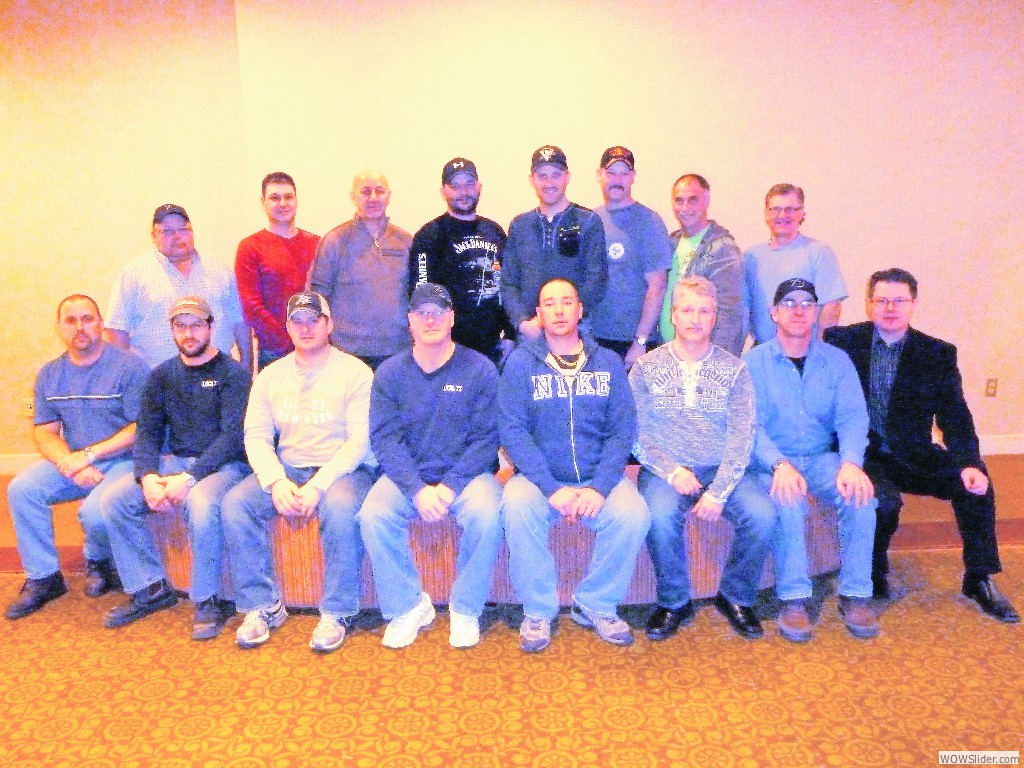 L-73, Moncton, New Brunswick, Feb. 28-29, 2012 
L. to r., first row, Eric Theriault, Jean Leblanc, Stephane Leblanc, Lloyd Raiche, Corey Lee Brewer, Lionel Losier, Sandy MacDonald, Jonathan White; back row, Sean Fraser, Gilles C. Brideau, Eugene Leblanc (training coordinator L-73), Bernard Godin, Sebastien Duke, Kevin Wood, Jean-Marc LeBouthillier, Lee Macleod.
