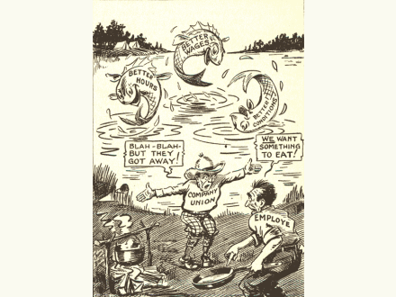 La mayoría de los «sindicatos» de empresa que se formaron después de la Gran Guerra estaban llenos de promesas incumplidas, como ilustra esta caricatura de la década de 1920 de The Boilermaker Journal.