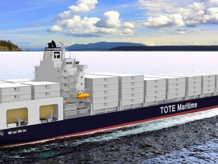 Artist’s rendering of new LNG-powered TOTE ship.