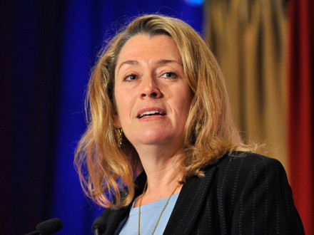 Lori Wallach addresses the Boilermakers’ LEAP conference May 7.