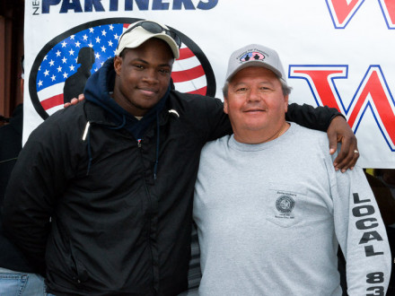 Marlin Gatlin, left, a wounded warrior from Mississippi, stands with fishing partner Larry Horseman, a retired L-83 president.