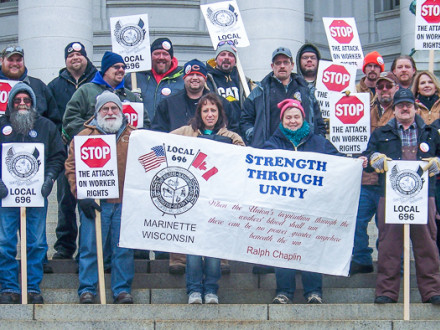 Boilermakers rally against right-to-work in Wisconsin.
