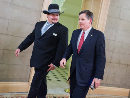 L-11 PRESIDENT JASON SMALL, left, accompanies Montana Sen. Steve Daines to the 2016 State of the Union in Washington, D.C.
