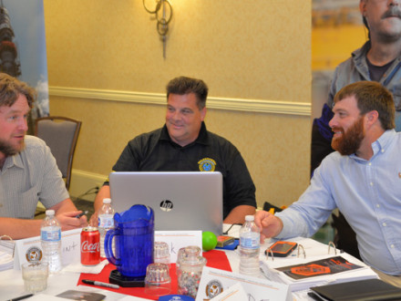 New BM-STs exchange ideas during a training session. From left: Clinton Penny, L-11; Kirk Cooper, L-60 and Wade Mason, L-110.