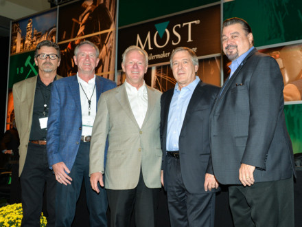 Tripartite partners share achievements in the Torrance Refinery turnaround. Left to right, AIP Jim Cooksey, Construction & Turnaround Services President Alan Black, IP Newton Jones, PBF Senior Vice President of Refining Herman Seedorf and IVP J. Tom Baca.