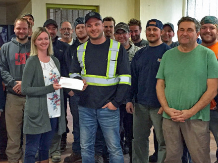 Boilermakers from L-128 and L-555, along with employer Venshore Mechanical Ltd., donate over $1,000 to a local hospital.