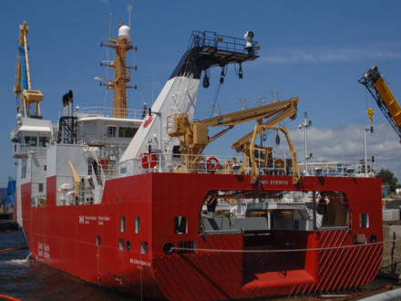 The Sir John Franklin is the first Coast Guard ship built at Seaspan. The ship will be delivered to the Coast Guard this summer, following sea trials.