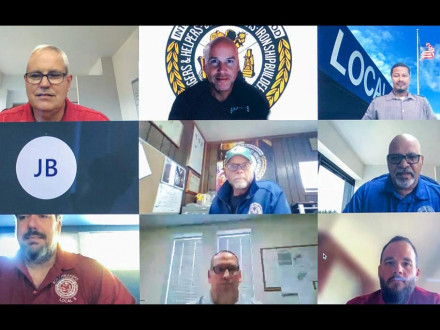 Participants log in from across the U.S. for new lodge leader training. On screen are: Top row l. to r., Mark Garrett, MOST Programs administrator; Darren Lindee, L-60; Tim Jefferies, L-549. Middle row, John Bland, L-13; Luke Lafley, L-242 and Tim Bradbury, L-37. Bottom row, Tom Ryan, L-5 Z-5; Bruce Forshee, L-667 and Heath Simmons, L-108.