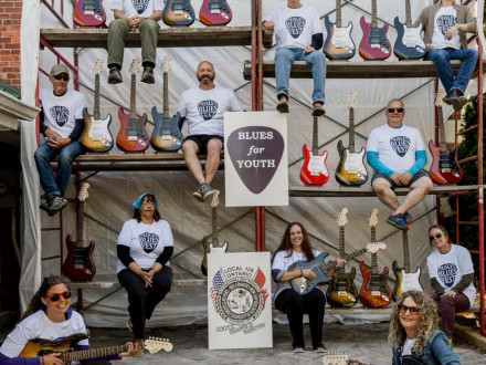 The Paisley Blues Festival team shows its gratitude to L-128 for stepping up to support a modified youth program, Guitar Lending Program for Youth, after COVID-19 forced the annual festival to cancel.