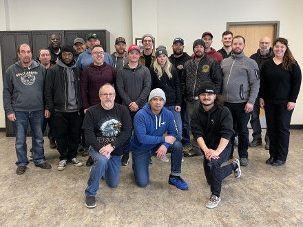 Those attending leadership training class include, front row l. to r., Fred Briand, Florentino Falcon and Andy Weir; middle row l. to r. Jim Beauchamp, Miles Freeman, Victor Medina-Carrizo, Jon Huynh, Elena Ovdak, Andrew Ouellette, Andy Slobodian and J’Amey Bevan; back row l. to r. Will Chobotuck, Jean-Paul Matala, Bruce Thomason, Paul Redmond, Mark Holmes, Zenon Parchewski, Terry Sabiston, Stephen Flynn, Liam Shouldice, Ashley Watkins.