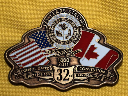 32nd Consolidated Convention badge manufactured by Local M18.