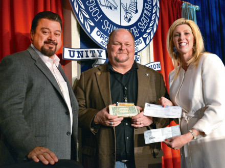 Local 107’s Gerard “Mozzy” Maciejewski (center) was the top individual fundraiser for CAF. He is pictured with IVP J. Tom Baca and D-PA Bridget Martin.