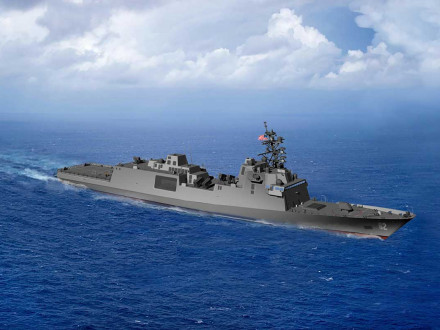 Rendering of the first-in-class guided missile frigate, FFG(X), that will be built by Boilermakers at Fincantieri Marinette Marine.