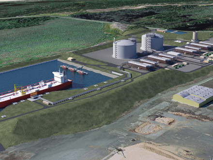 An artist’s rendering of the Jordan Cove LNG Project.