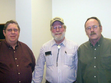 Verlin Fritchley, Jerome P. Tobin, and John Moore, l. to r., are among the first to qualify for TRA benefits following the closing of Joy Mining Machinery in Mount Vernon, Ill.