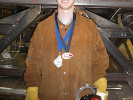 L-580 apprentice Jared Cloutier with his gold and silver medals.