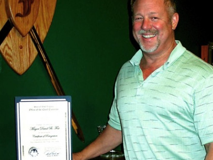 L-667’s David Fox receives an award for his service as mayor of Sistersville, W.Va.
