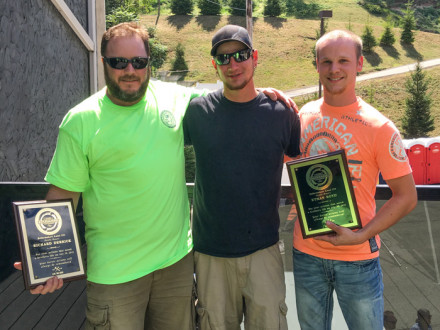 L-154 heroes Rick Derrick (far left) and Ethan Boyd (far right), flank Jonathan Bach. Derrick and Boyd were presented with awards for heroism during a Labor Day picnic in Pittsburgh. John McClurg and Scott Weaver were not available to attend the event.
