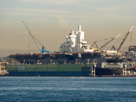 The NASSCO shipyard with the USS Bonhomme Richard in dry dock. (U.S. Navy)