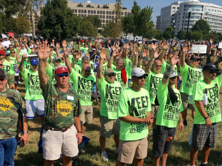 Boilermakers from around the country stand in solidarity with the UMWA on Capitol Hill.