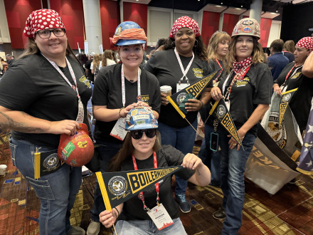 L-363 Boilermakers rally before a plenary session.