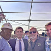 Local 19 President James Hall, left, celebrates the christening of the Patriot State with U.S. Secretary of Transportation Pete Buttigieg, second from left. Local 19 President James Hall, left, celebrates the christening of the Patriot State with U.S. Secretary of Transportation Pete Buttigieg, second from left.