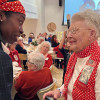 L-549’s Angel Greer speaks with Rosie Mae Krier, who was instrumental in securing a Rosie the Riveter Day and a Congressional Gold Medal for Rosies.