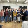 State Legislative Coordinator Bill Mulconnery, front row, fourth from left, stands with Congresswoman Nikki Budzinski (IL-13), fourth from right. Mulconnery and other local union leaders met in February with Budzinki, who serves on important congressional committees including the Congressional Building Trades Caucus, Congressional Apprenticeship Caucus, Congressional Career and Technical Education Caucus, Veterans Affairs Committee and the Sustainable Energy and Environment Coalition.